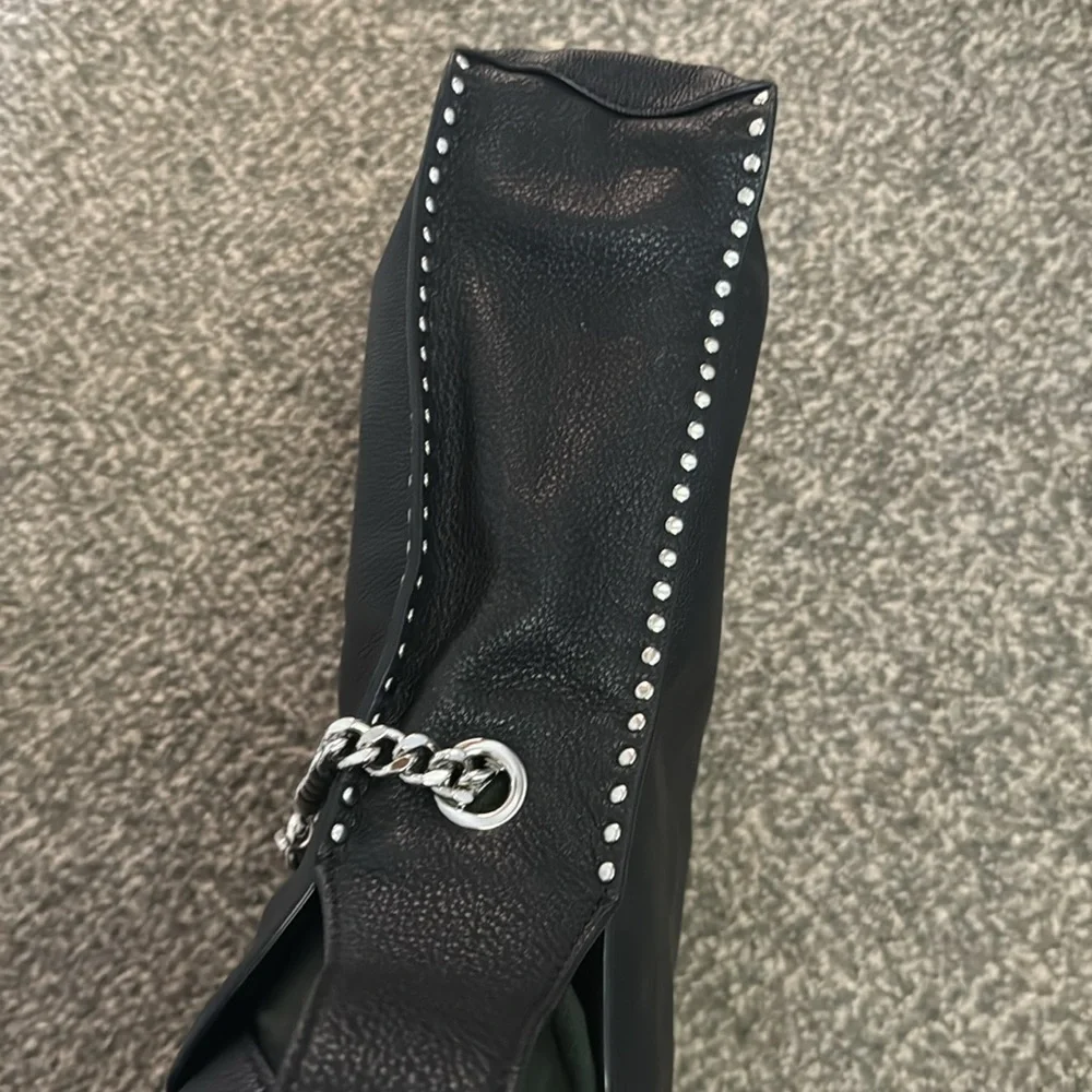 MICHAEL Michael Kors Black Stud-Trim Leather Hobo
